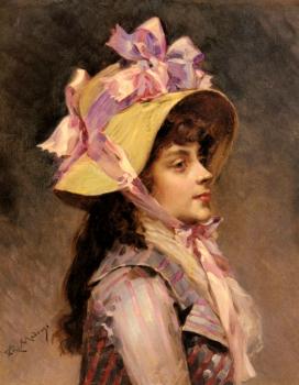 雷矇多 德 馬德拉索 加雷特 Portrait Of A Lady In Pink Ribbons